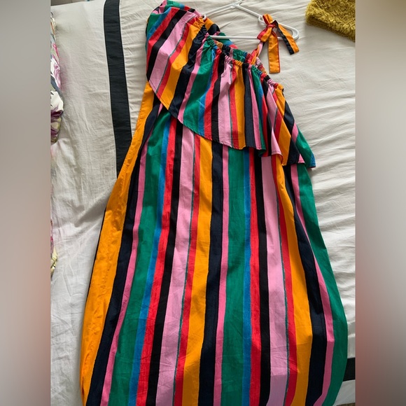 NWT Who What Wear Rainbow Striped One Shoulder Dress Size S - Picture 2 of 2